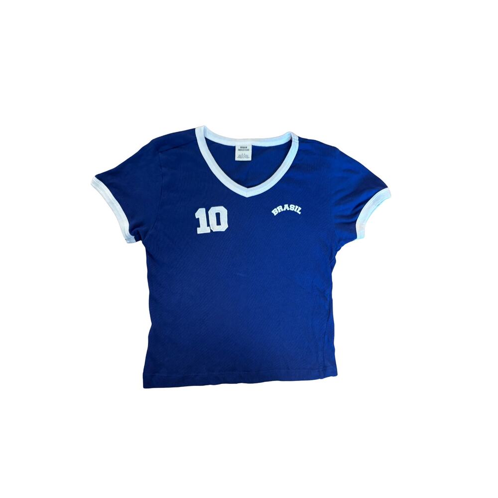 Urban Outfitters Brasil Blue Crop Top – Soccer Tee Style, Size Large